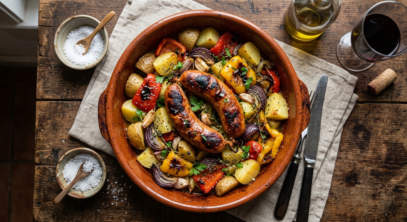 Alheira no Forno com Legumes