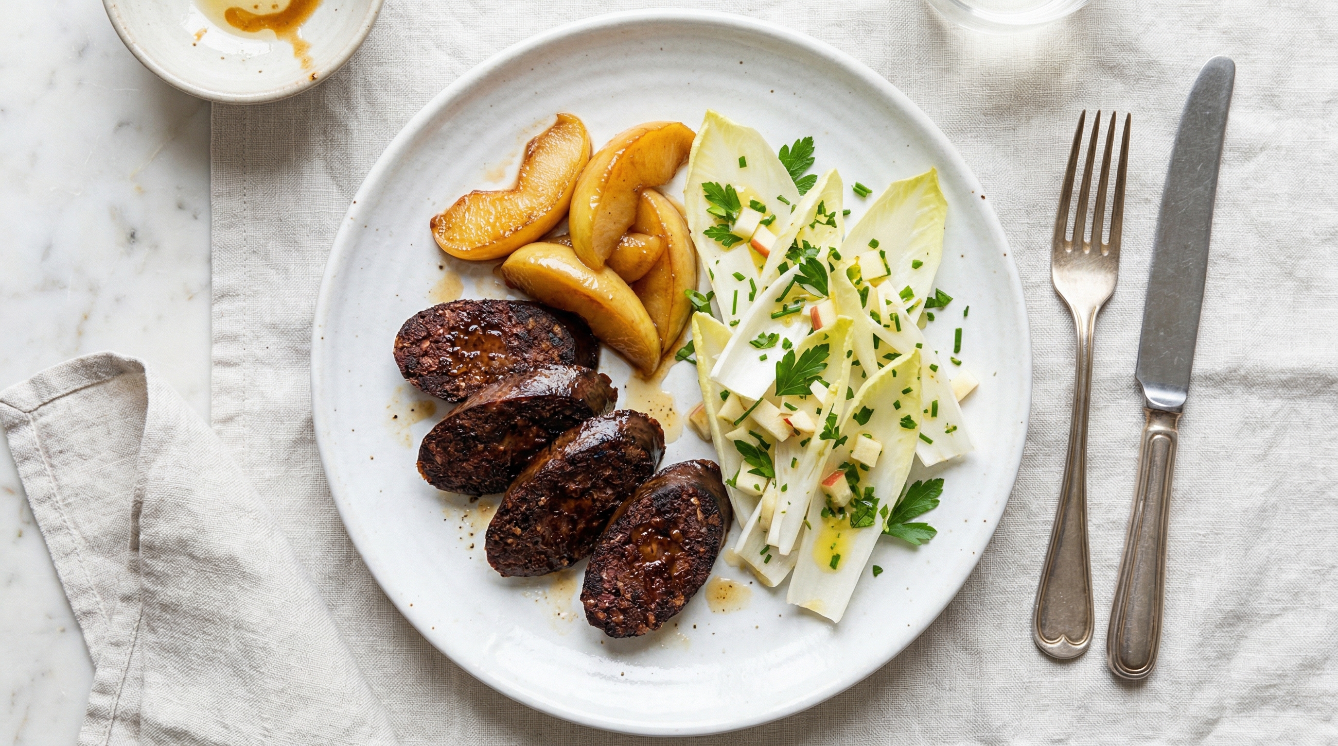 Bloempanch with Caramelized Apples and Chicory Salad