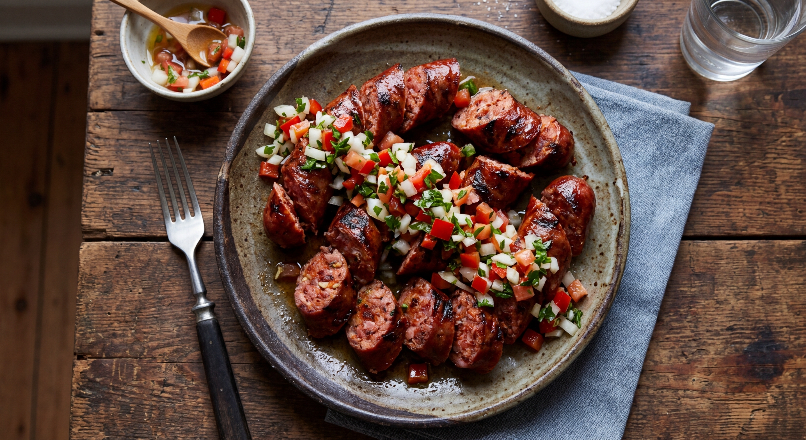 Chorizo con Salsa Criolla