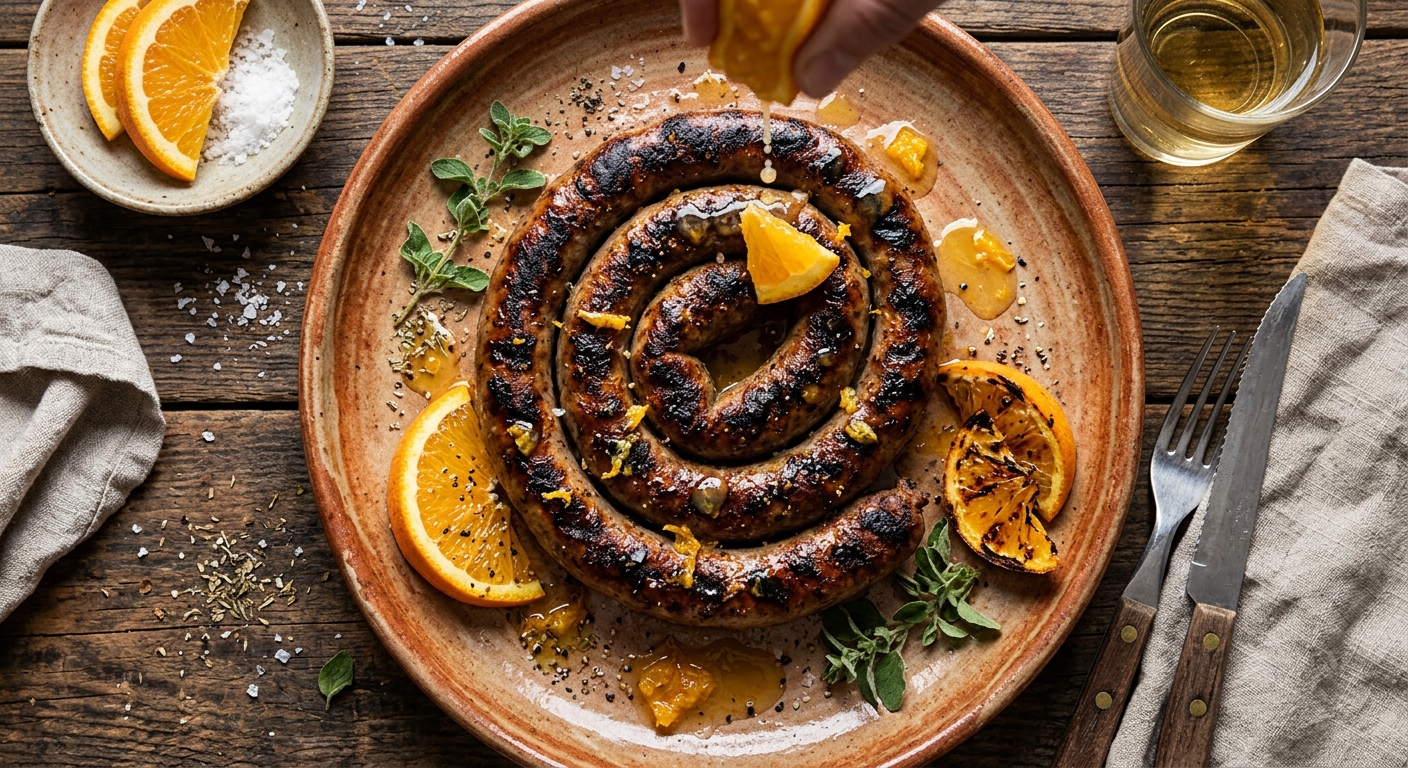 Grilled Loukaniko with Orange