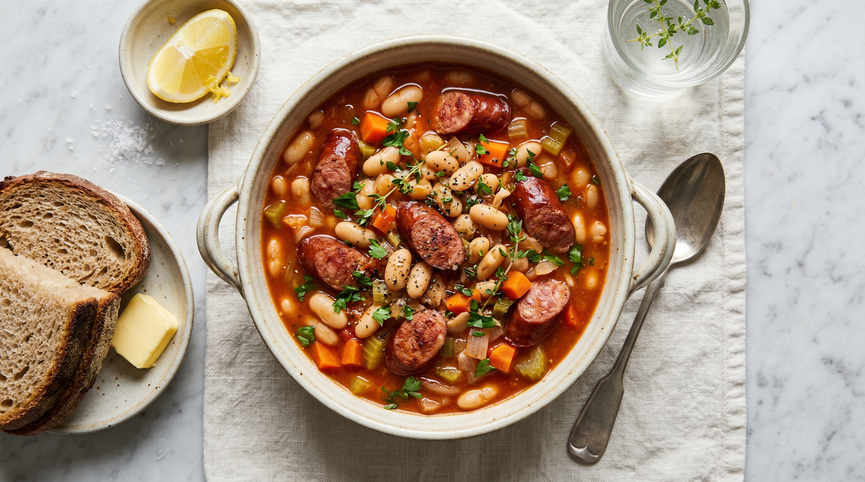 Kabanosy and White Bean Stew