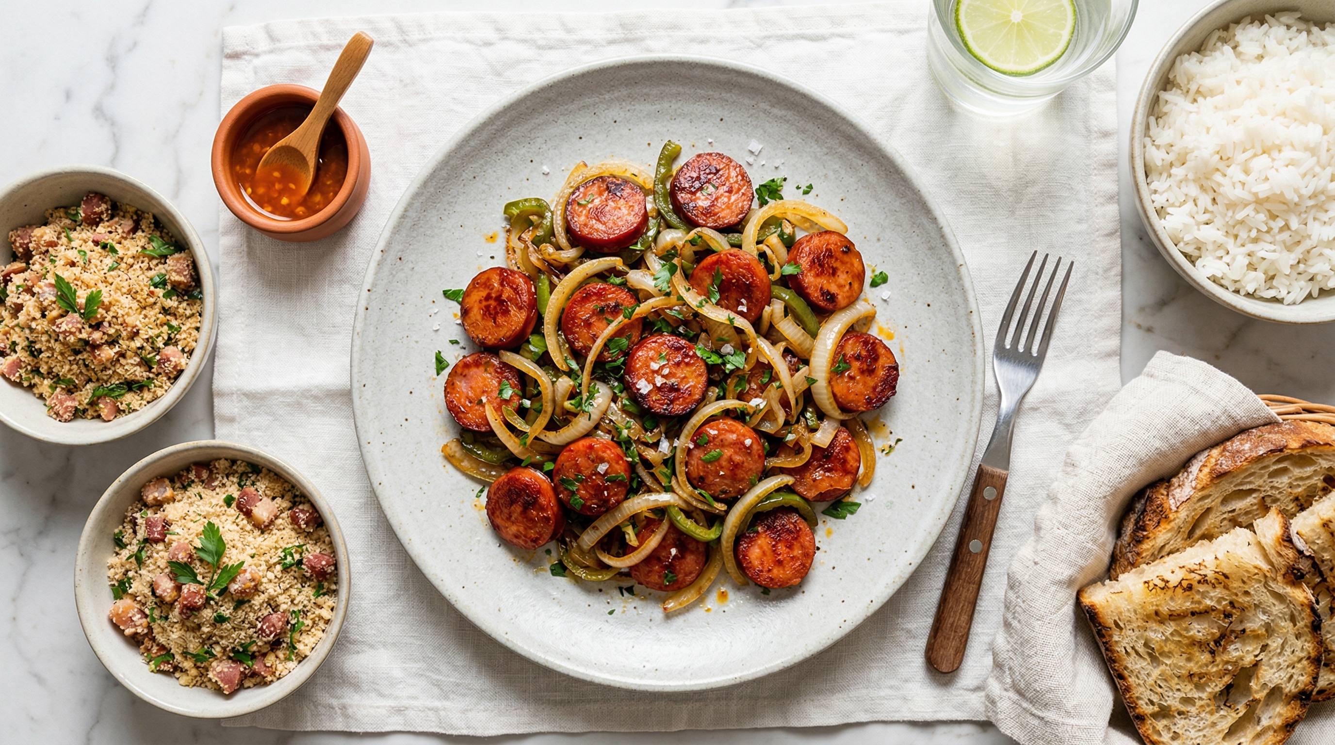 Pan-Fried Linguiça Calabresa with Onions