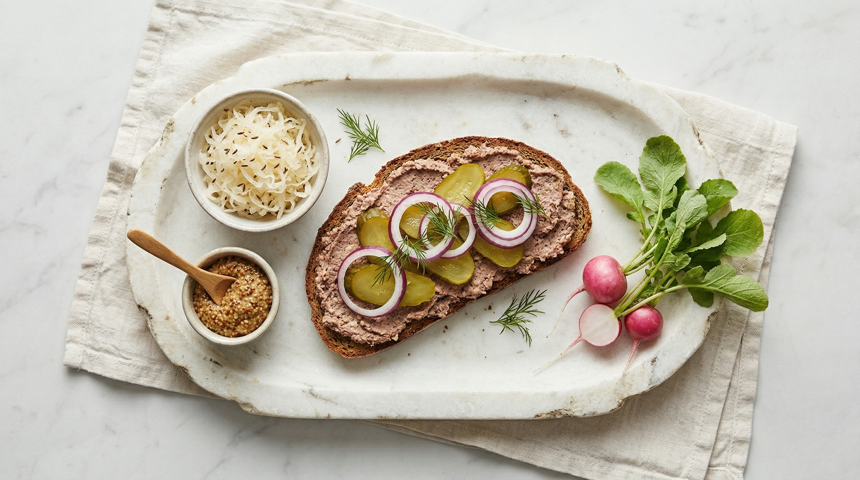 Liverwurst on Rye with Pickles and Onion