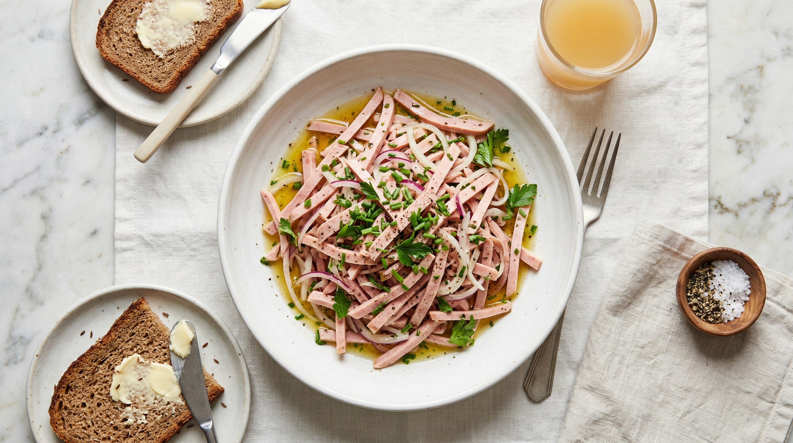 Lyoner Sausage Salad with Vinegar and Oil