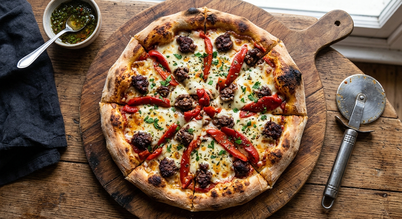 Pizza con Morcilla y Morrones