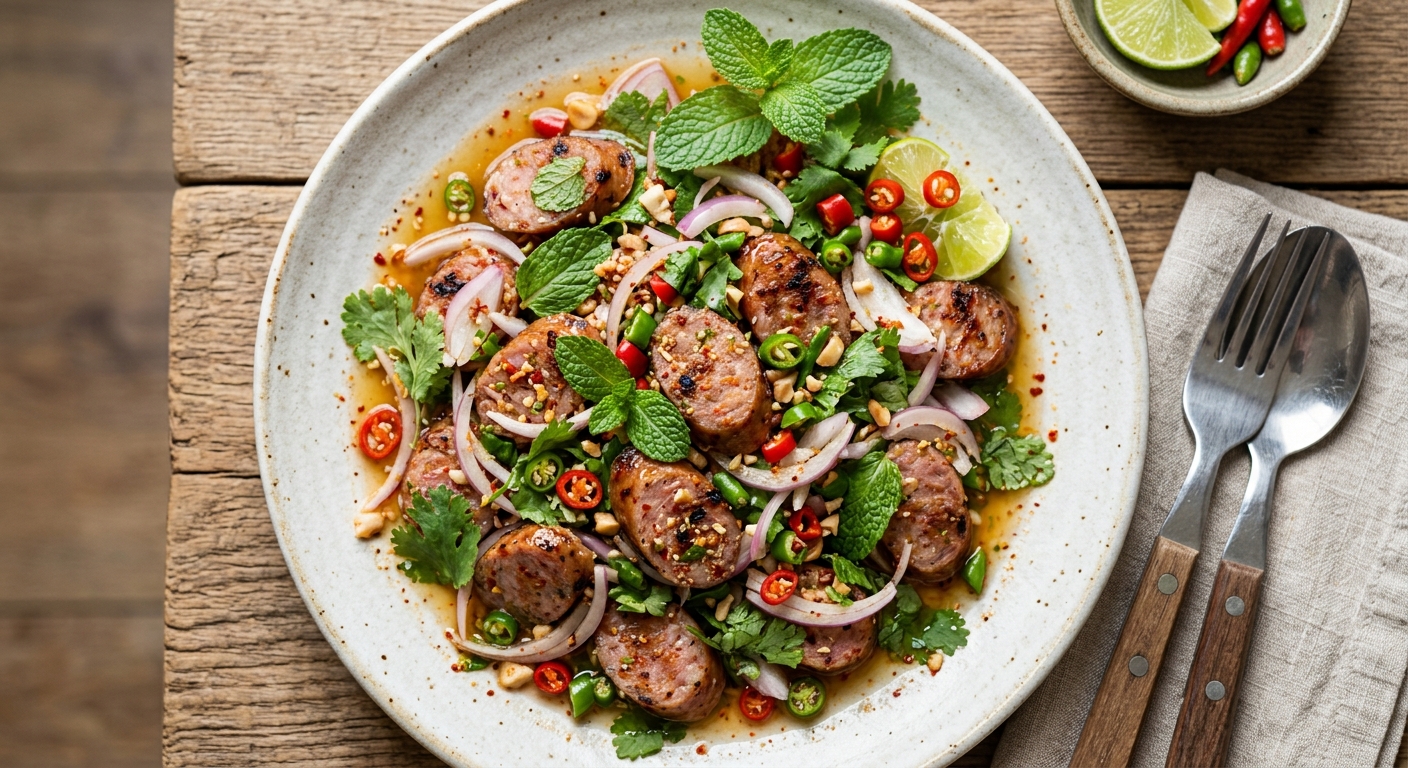Yam Sai Krok Isan (Spicy Sai Krok Salad)