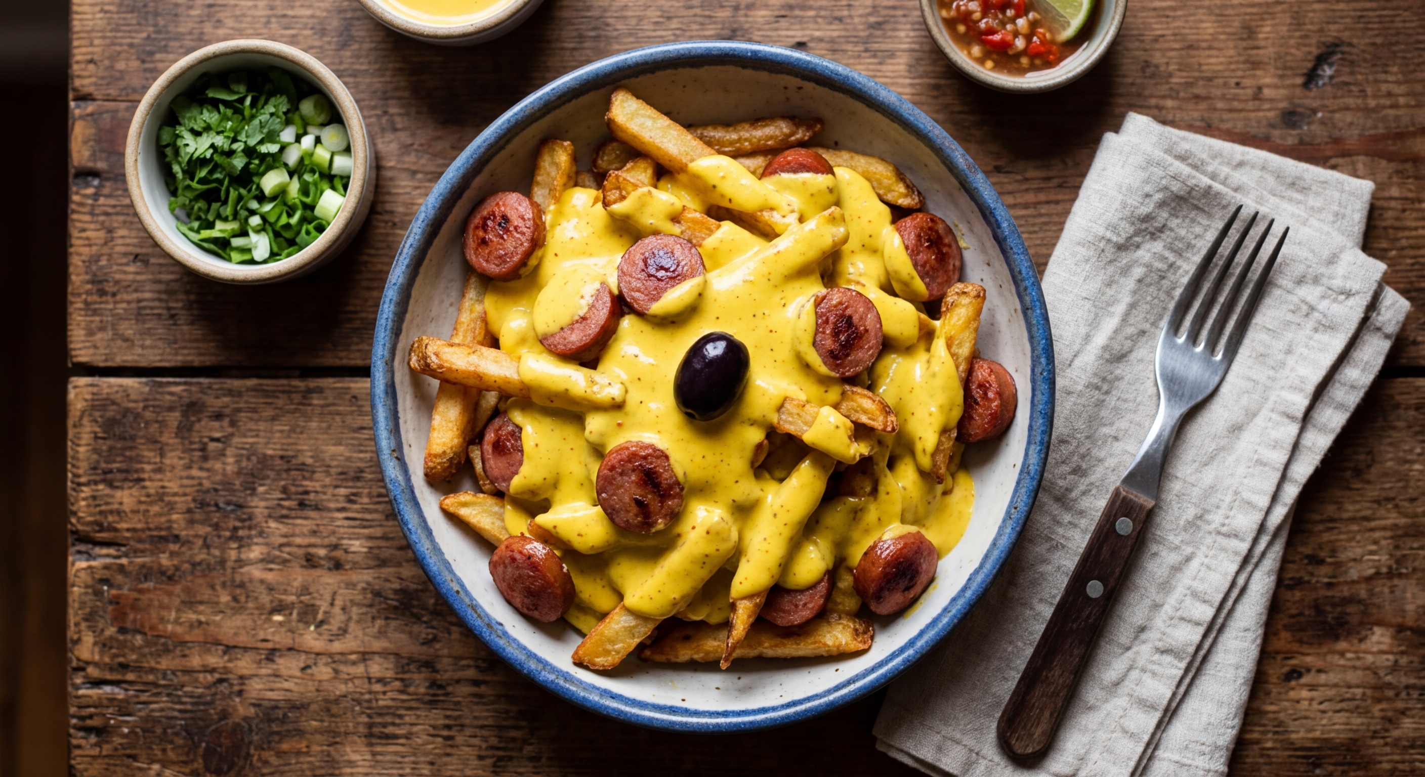 Salchipapa con Salsa Huancaína