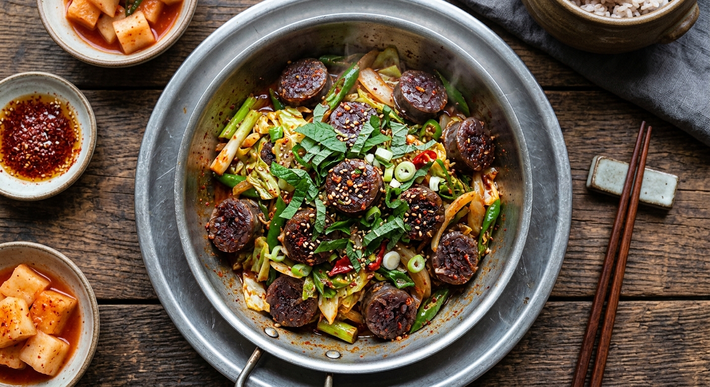 Sundae Bokkeum (Stir-Fried Sundae with Vegetables)