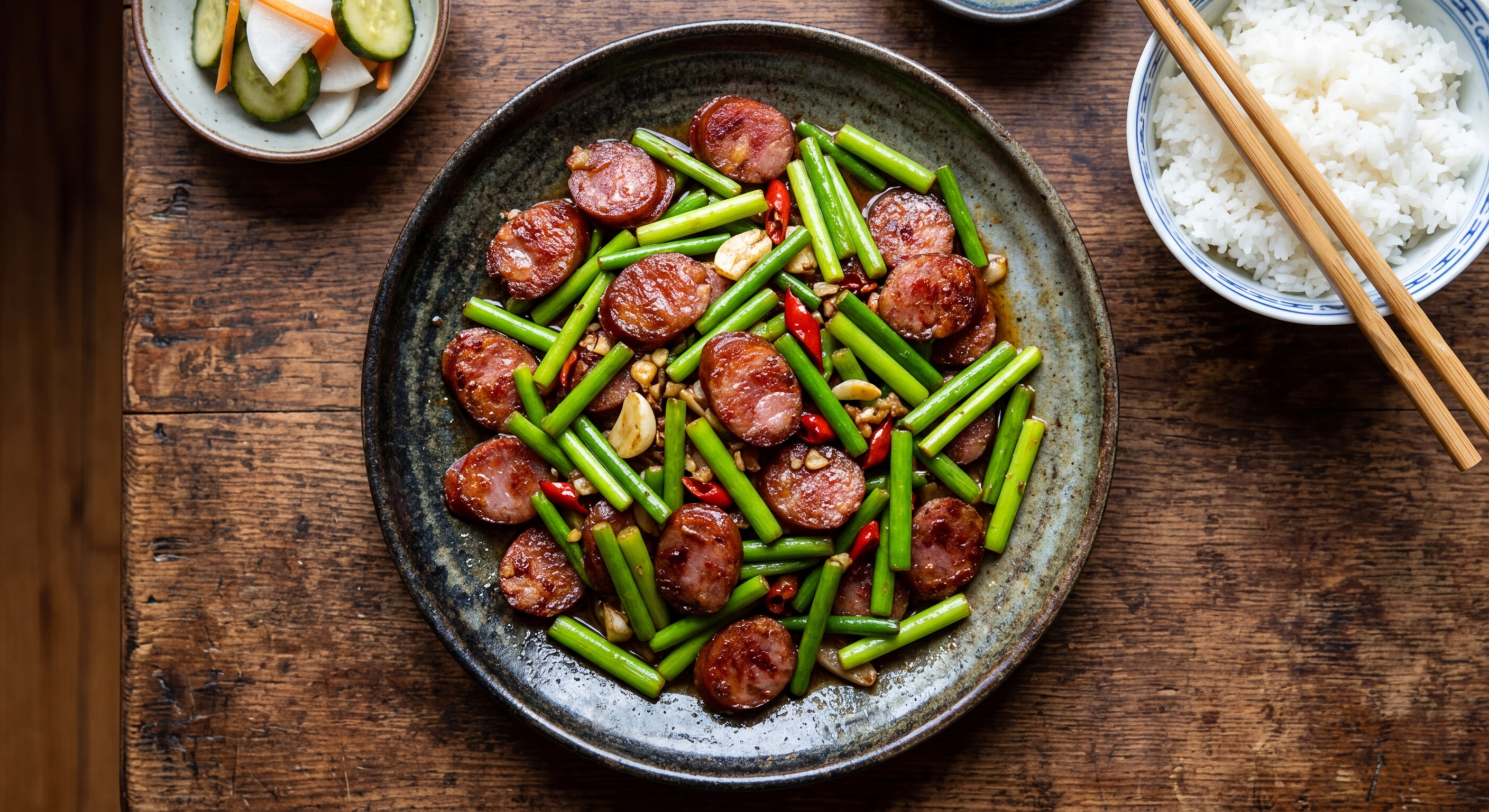 Taiwanese Sausage Stir-Fry with Garlic Shoots